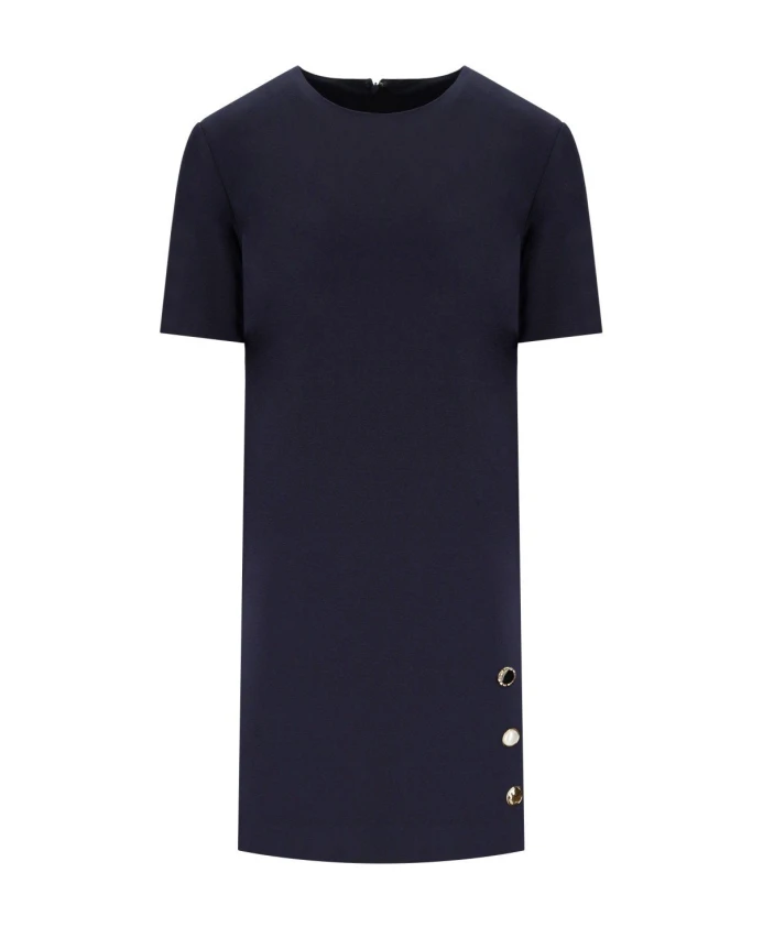 

Платье с голубыми пуговицами и драгоценными камнями, вязаный свитер Milano. Twinset, синий