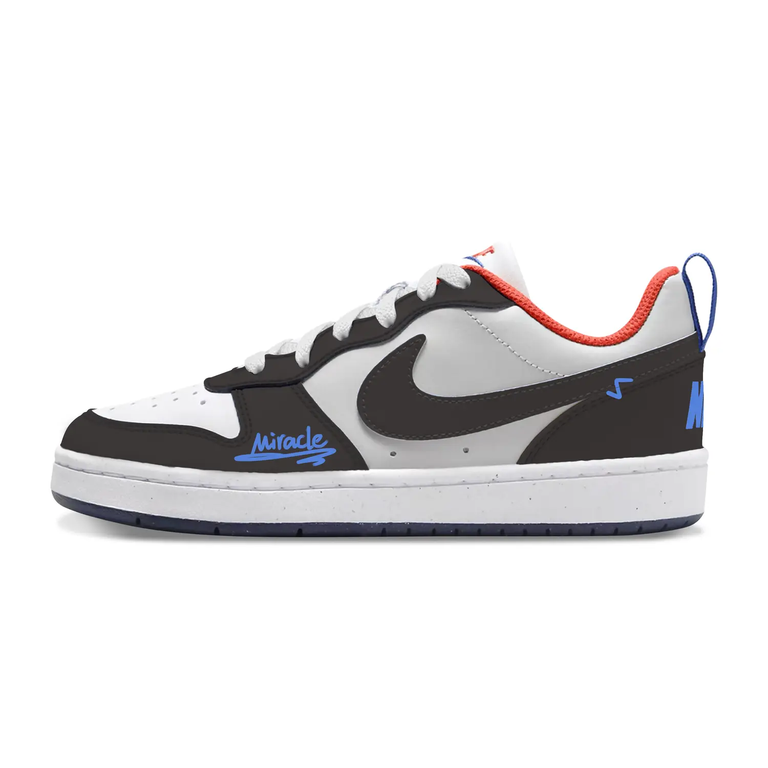 

Nike Дышащие низкие детские кроссовки для скейтбординга Court Borough, черные, белые, подростковые