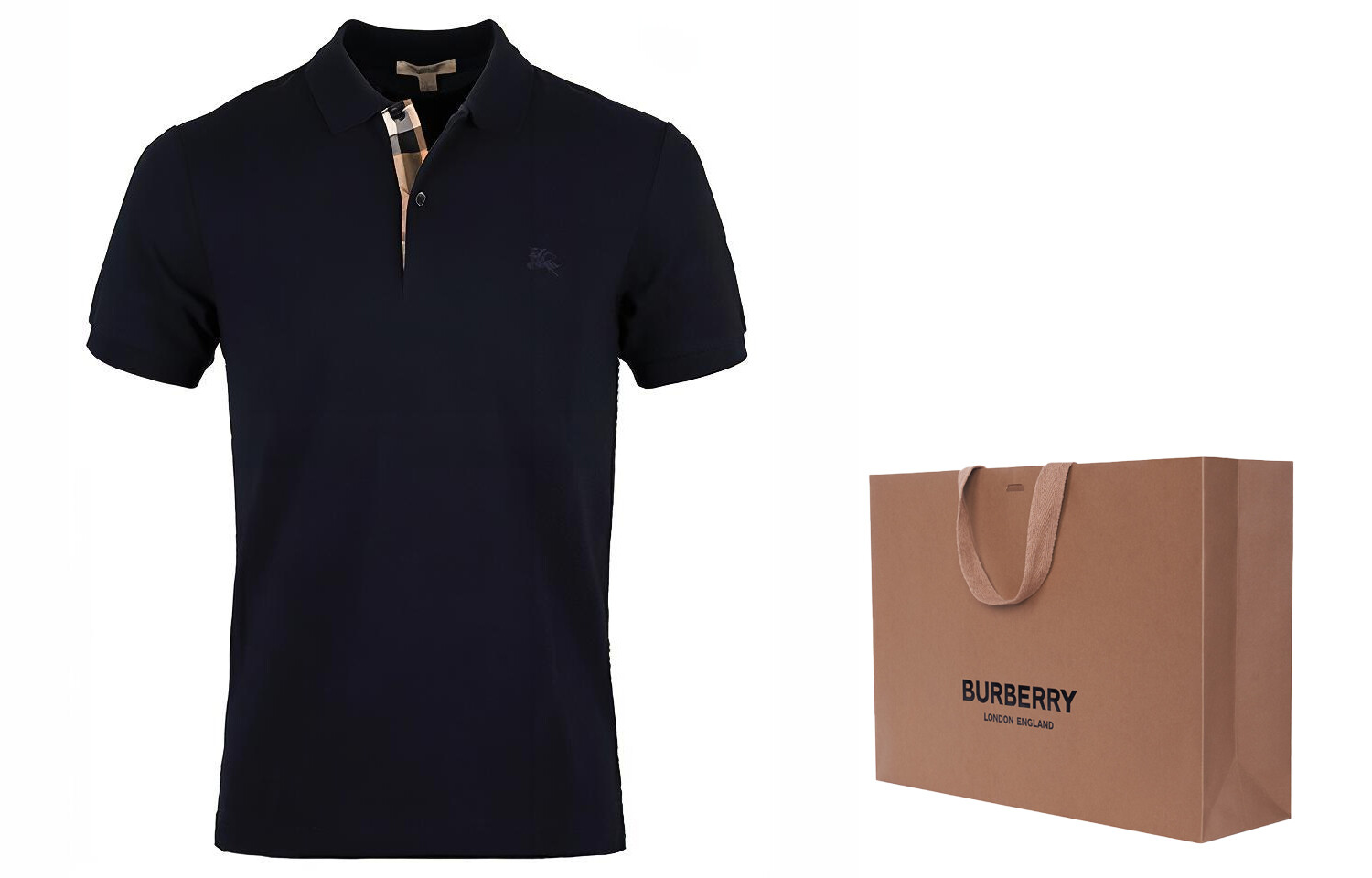 Рубашка поло с коротким рукавом и логотипом на лацкане, темно-синяя Burberry, синий — фото 2