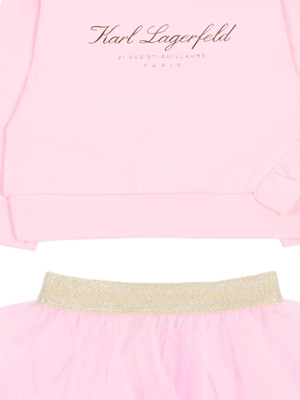 Комплект из топа и юбки с оборками Karl Lagerfeld Kids, розовый — фото 3