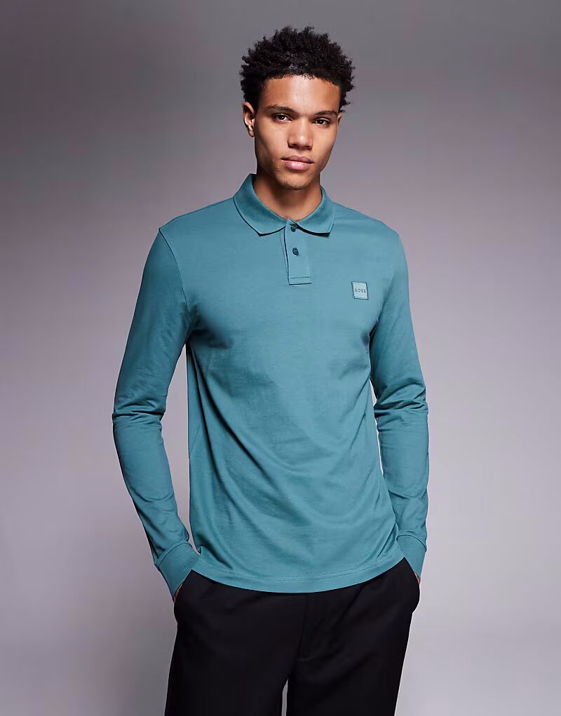 

Рубашка-поло с длинными рукавами Passerby зеленого цвета Boss Orange