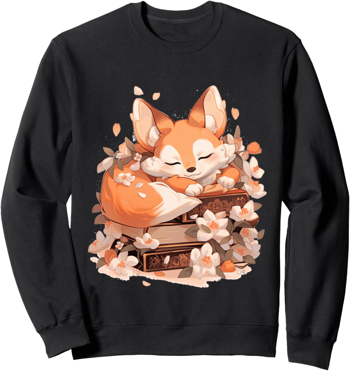 

Толстовка в стиле коттеджкор с цветочным рисунком, лисой и милым гобликом Cottagecore Goblincore And Fairycore Stuff, черный