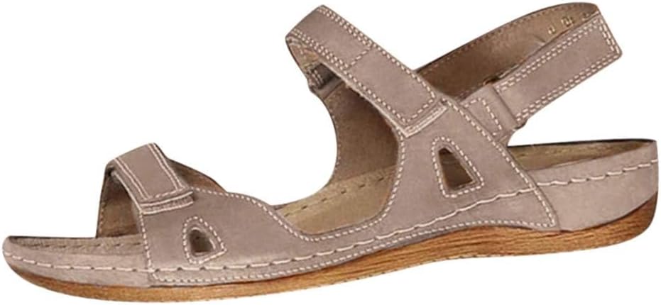 

Женские ортопедические сандалии, с плоской танкеткой, открытым носком, с двойным ремешком, сандалии «рыбий рот», ортопедические корректирующие кожаные удобные тапочки при вальгусной деформации, повседневные сандалии с пряжкой, пляжная обувь Gene...