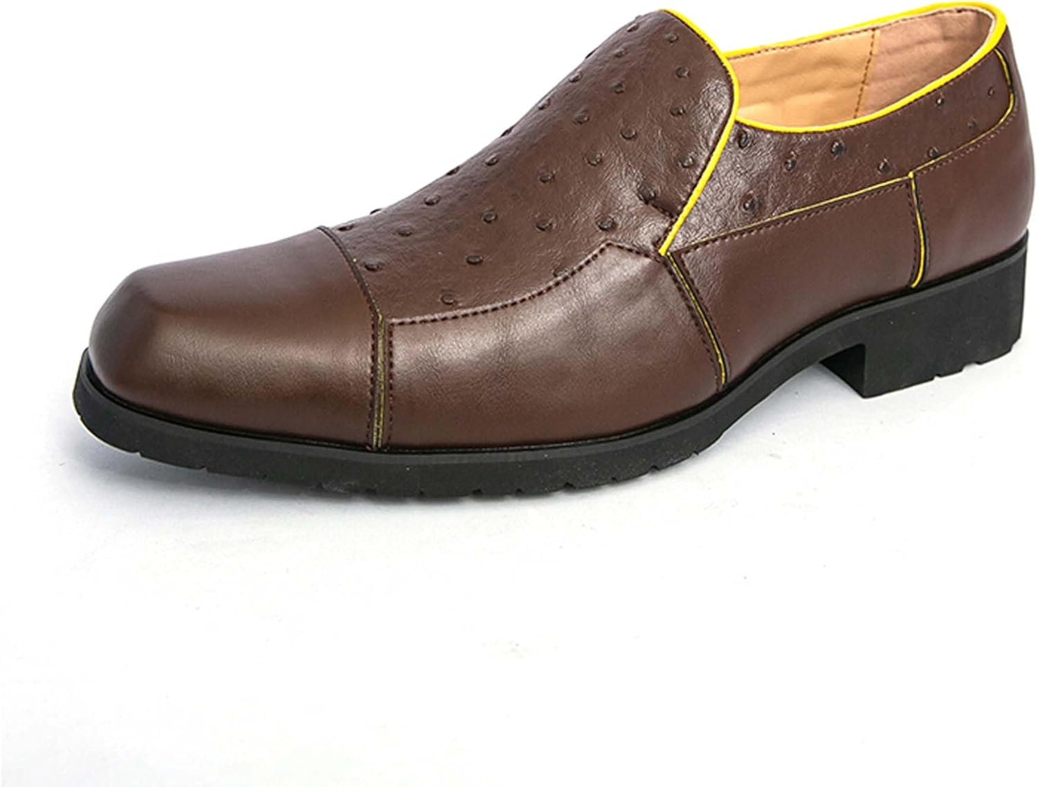 

Мужские классические лоферы в стиле ретро для делового повседневного стиля, без шнурков, кожаные, нескользящие, подходят для костюмов, фраков, свадеб, церквей, офисов и танцев Generic, коричневый