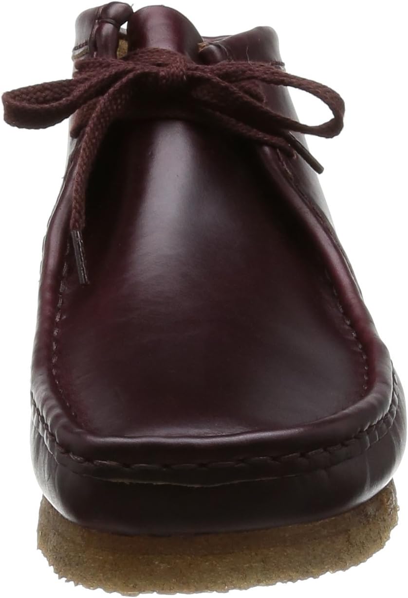Мужские кожаные мокасины Clarks на шнуровке, бордовый — фото 2