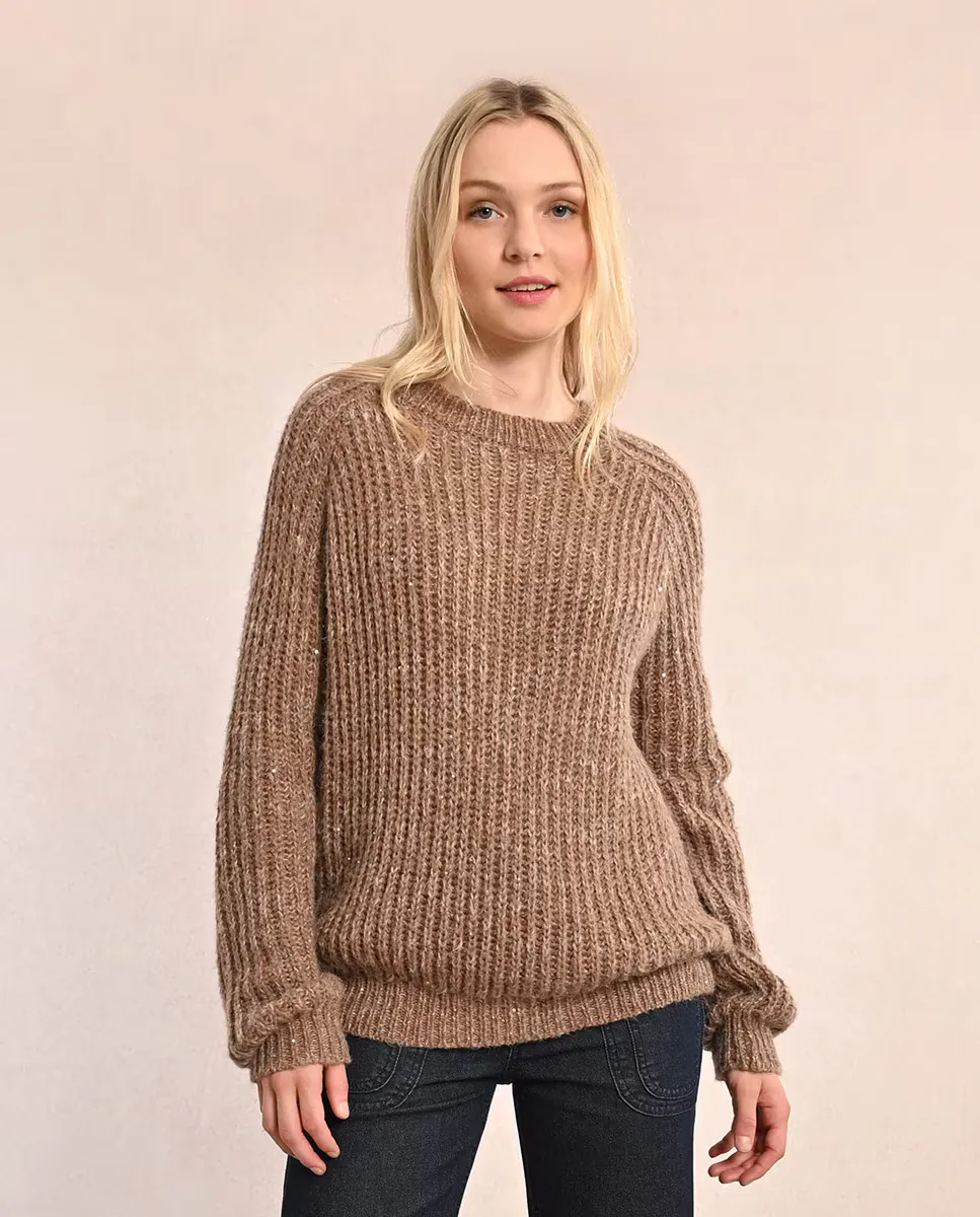 

Женский свитер плотной вязки с круглым вырезом Molly Bracken, темно-коричневый