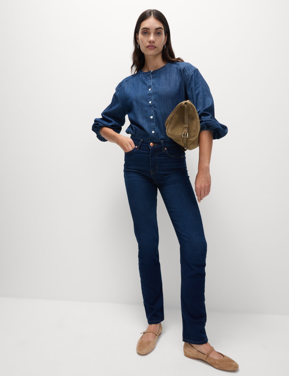 

Джинсы прямого кроя Sienna Marks & Spencer, темно-синий деним