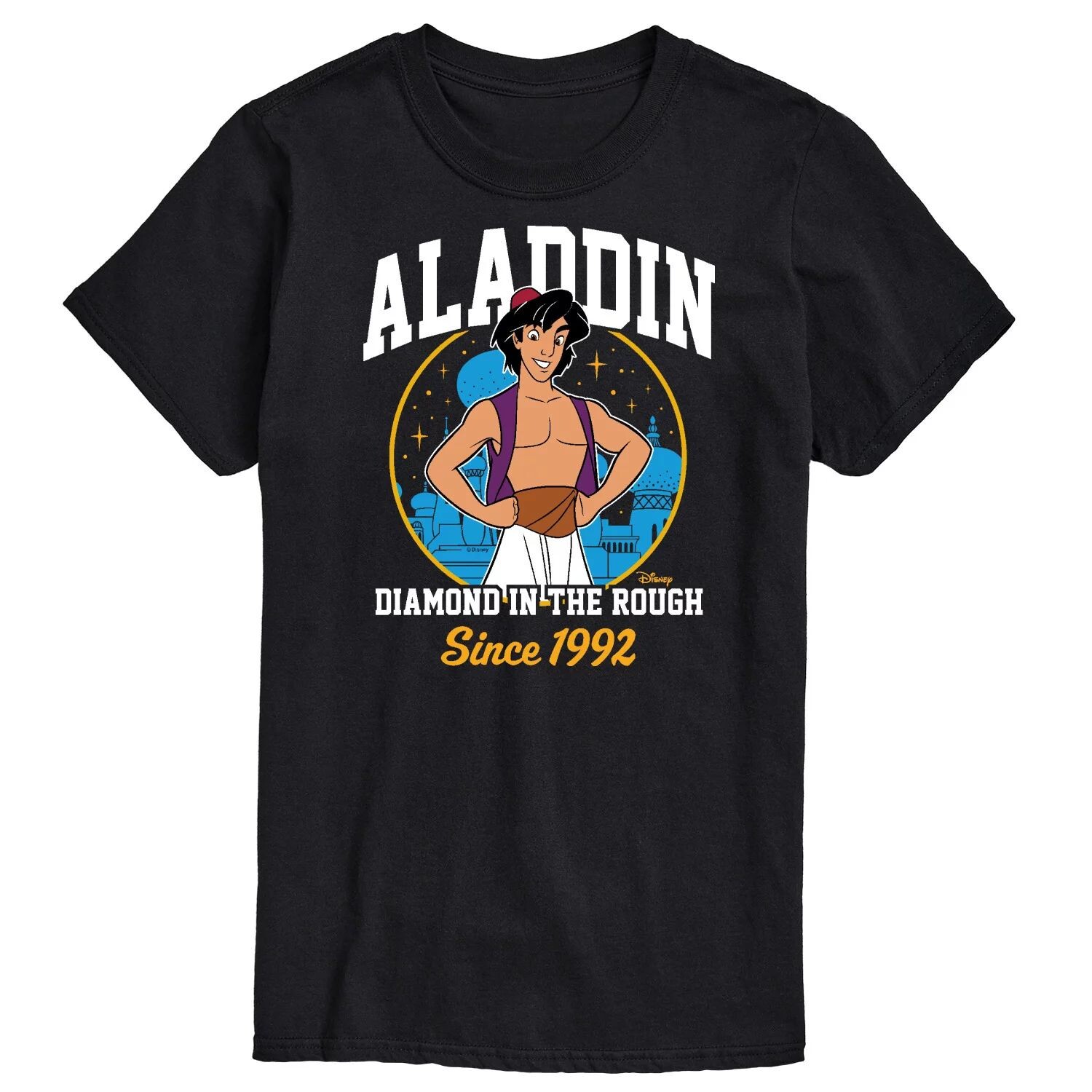 

Футболка с графическими рисунками Princess Big & Tall Aladdin Collegiate, Black Disney, черный