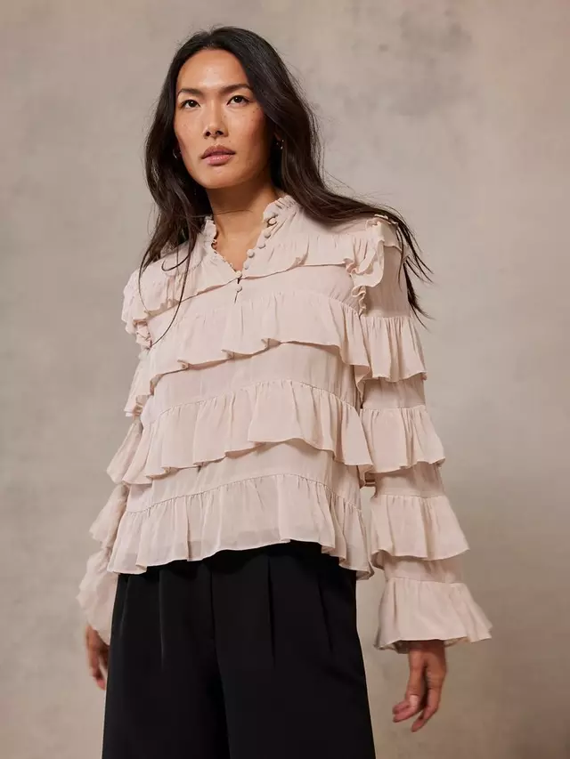 

Топ Mint Velvet Tiered Ruffle, цвет light/pink