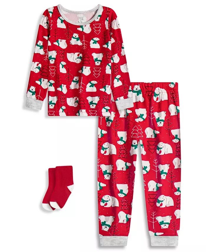 

Пижамный комплект из 3 предметов Snug Fit для малышей и мальчиков ясельного возраста Max & Olivia, красный