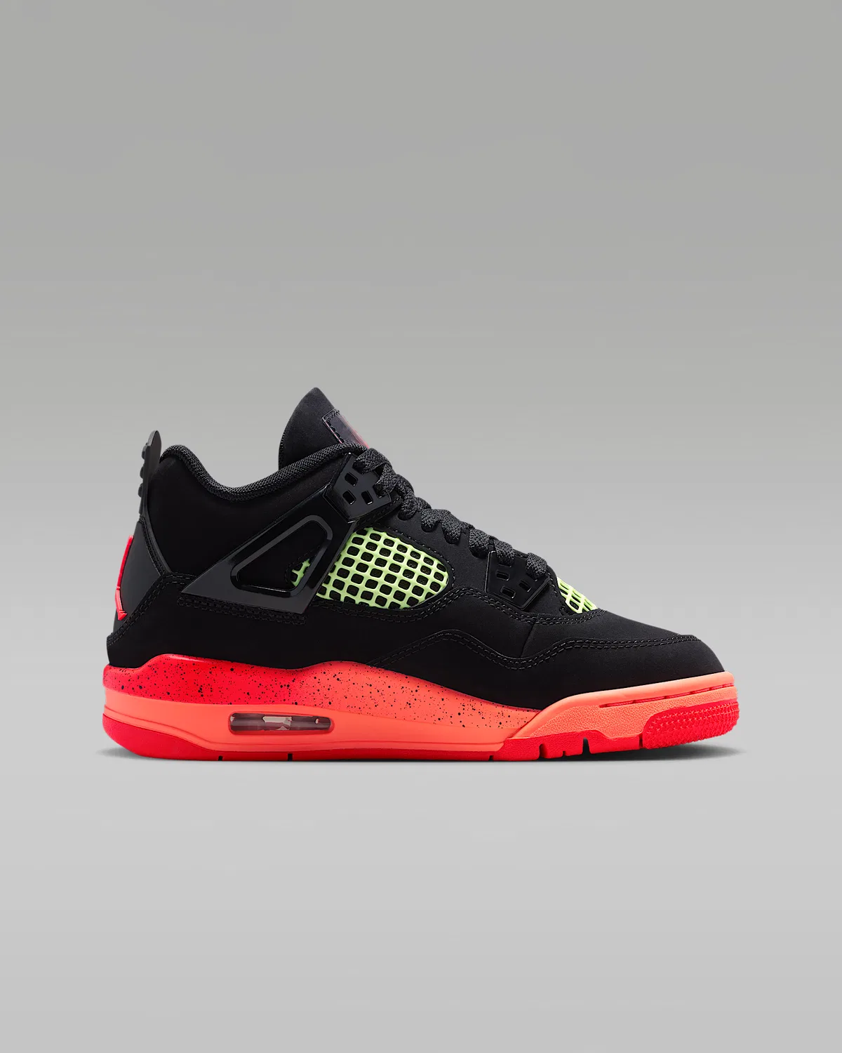 Кроссовки Air Jordan 4 Retro для детей старшего возраста, Black/Bright Mango/Barely Volt/Infrared 23 — фото 3