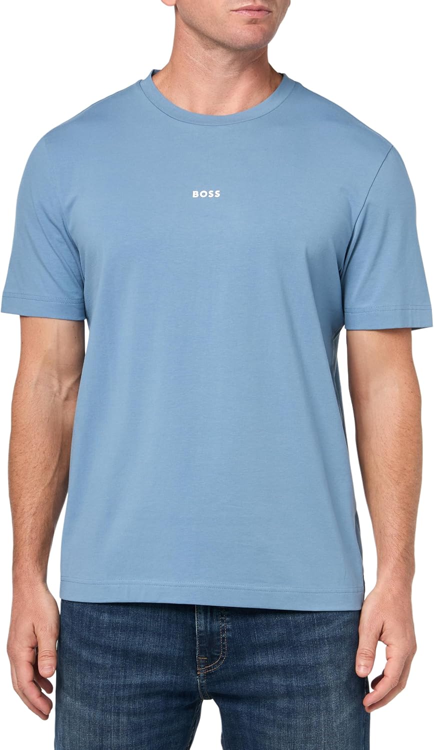 

Мужская хлопковая футболка BOSS с логотипом на груди, стандартного кроя, Niagara Mist
