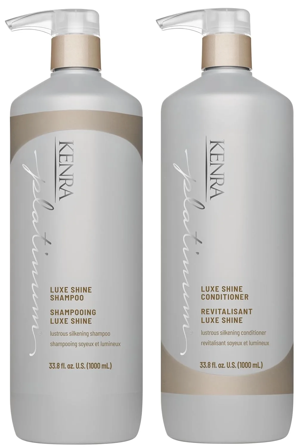 Кондиционер Kenra Platinum Luxe Shine | Высокий блеск | Разглаживающий кондиционер для вьющихся волос | Для тусклых волос | Без сульфатов | Безопасен для окрашенных волос 500 мл (2 шт.)