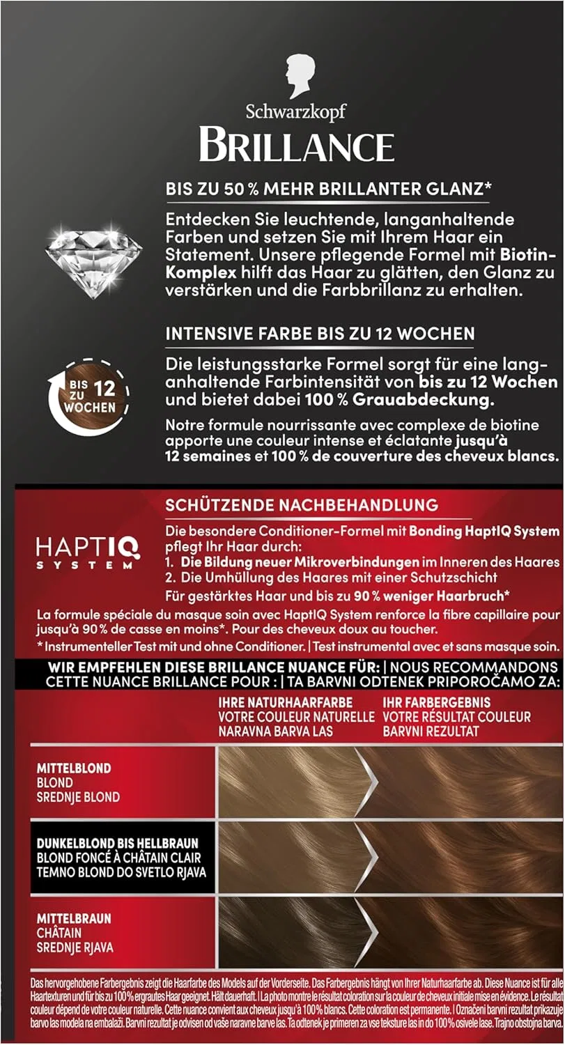 Стойкая крем-краска для волос «Brillance 864 Rehbraun» от Schwarzkopf Brillance — фото 3