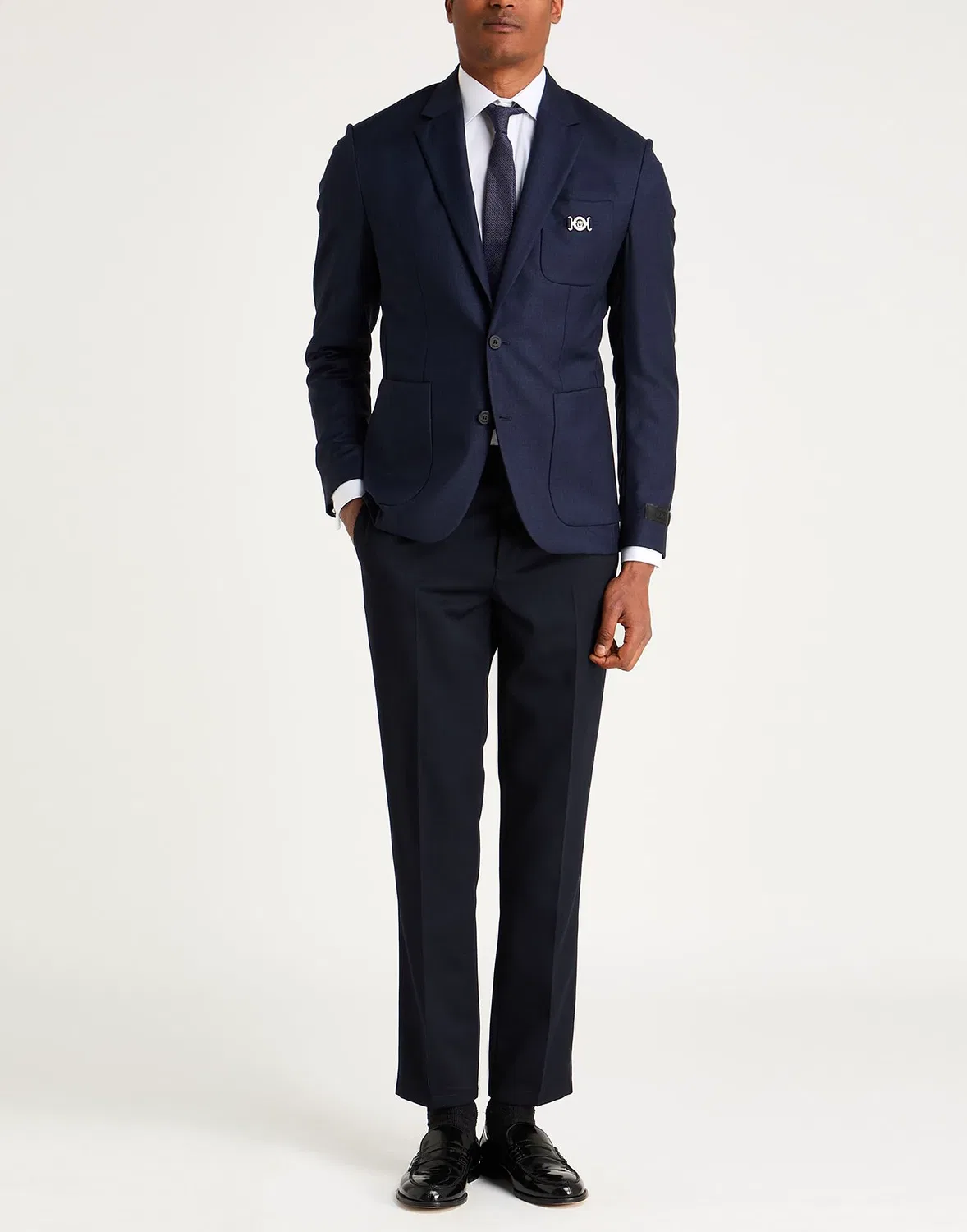 Блейзер однобортный из шерсти VERSACE Midnight blue — фото 2
