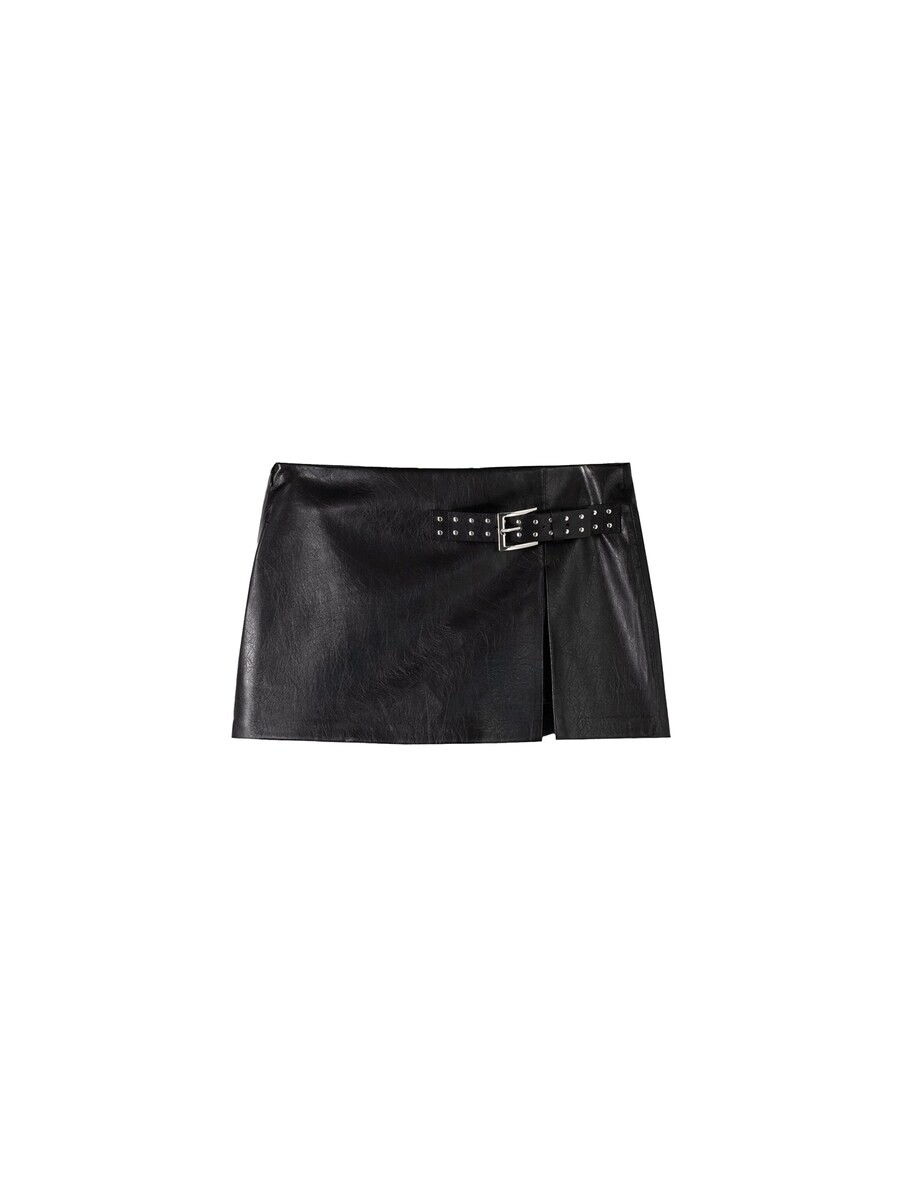 

Кожаная юбка Bershka Skirt, черный
