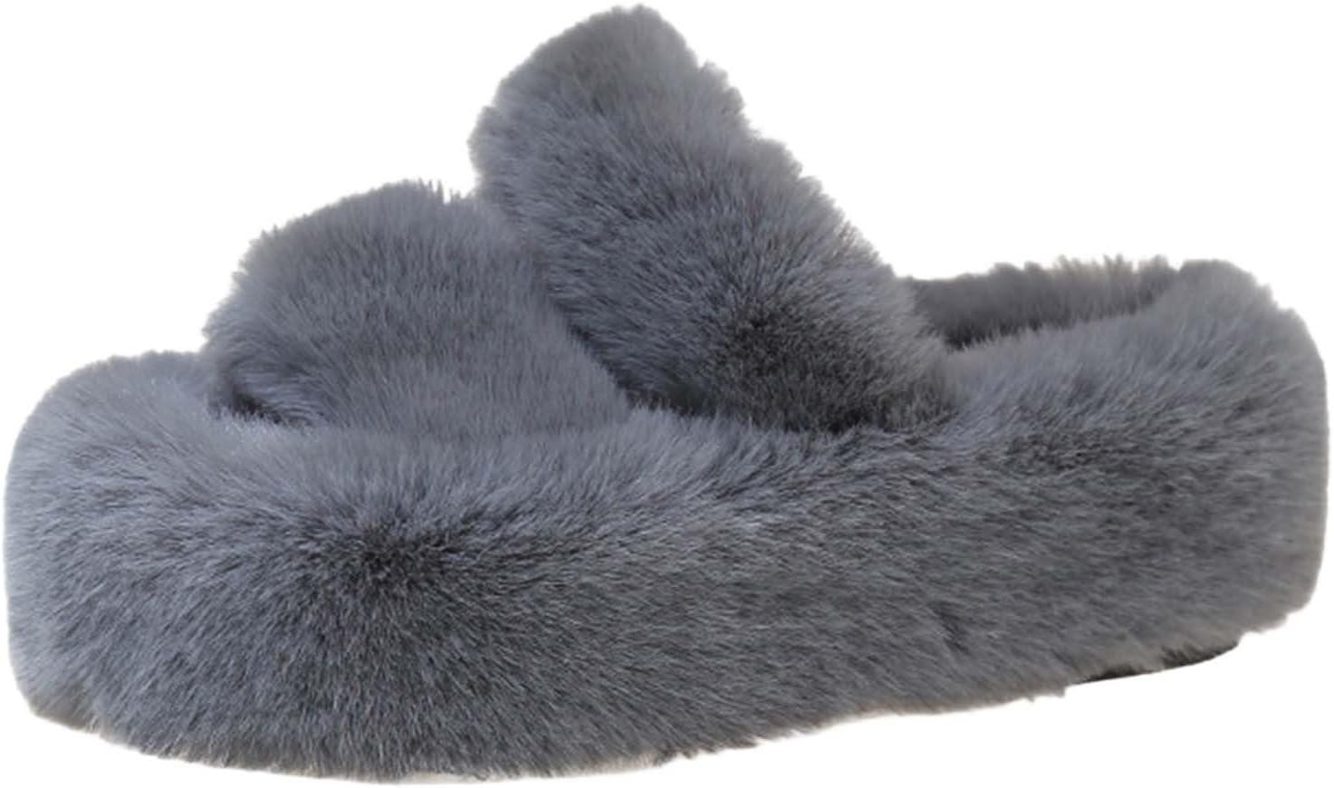 

Женские тапочки теплые нескользящие зимние из искусственного овечьего меха, легкие, для дома и улицы, для женщин и мужчин Generic, серый