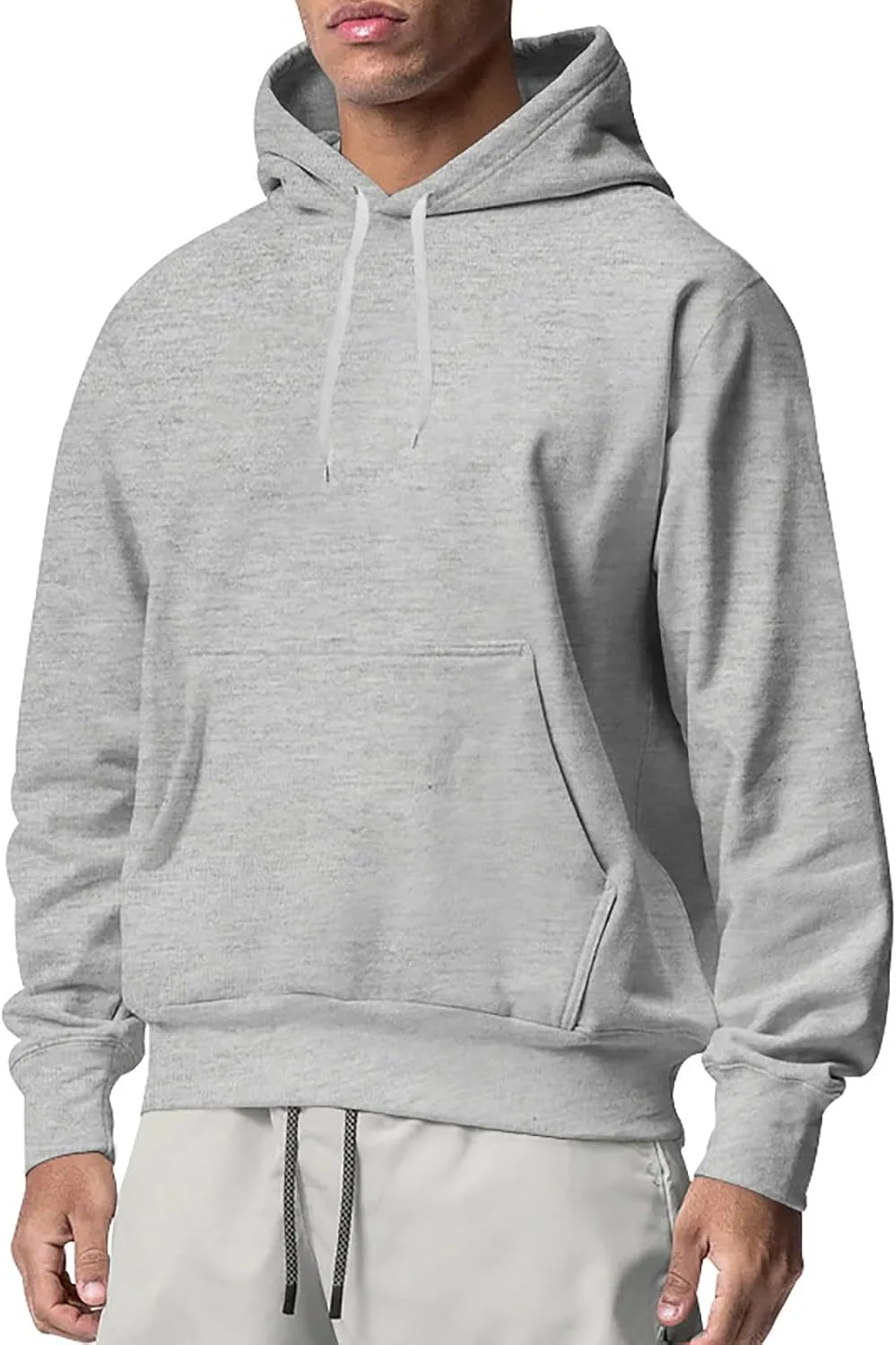 

Мужской худи-пуловер из легкого флиса с длинными рукавами и карманами AQAYL