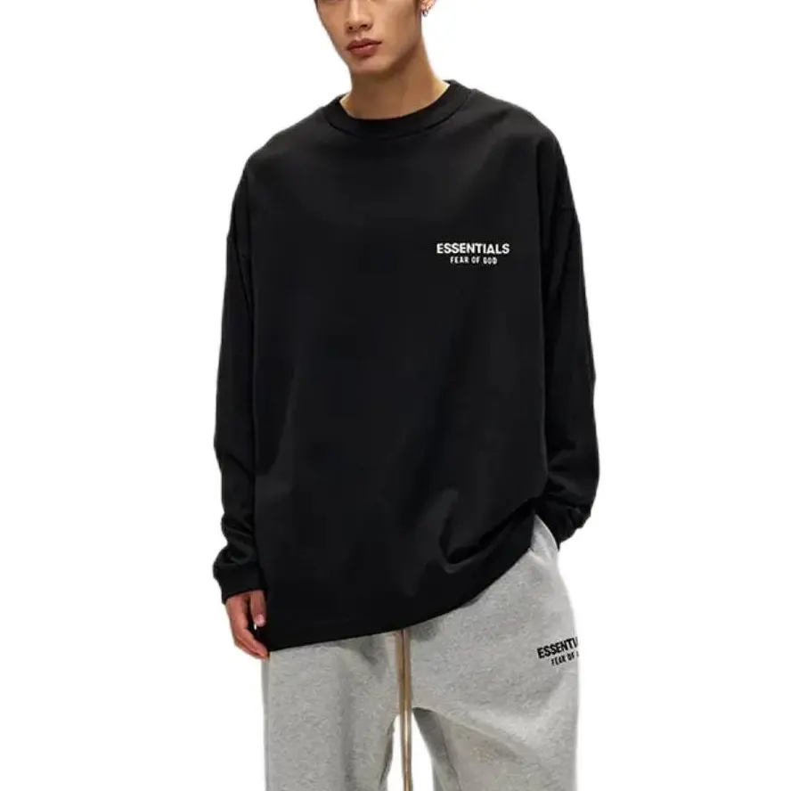 Длинный рукав Футболка Fear Of God Essentials, Метеоритный черный/Черный — фото 4