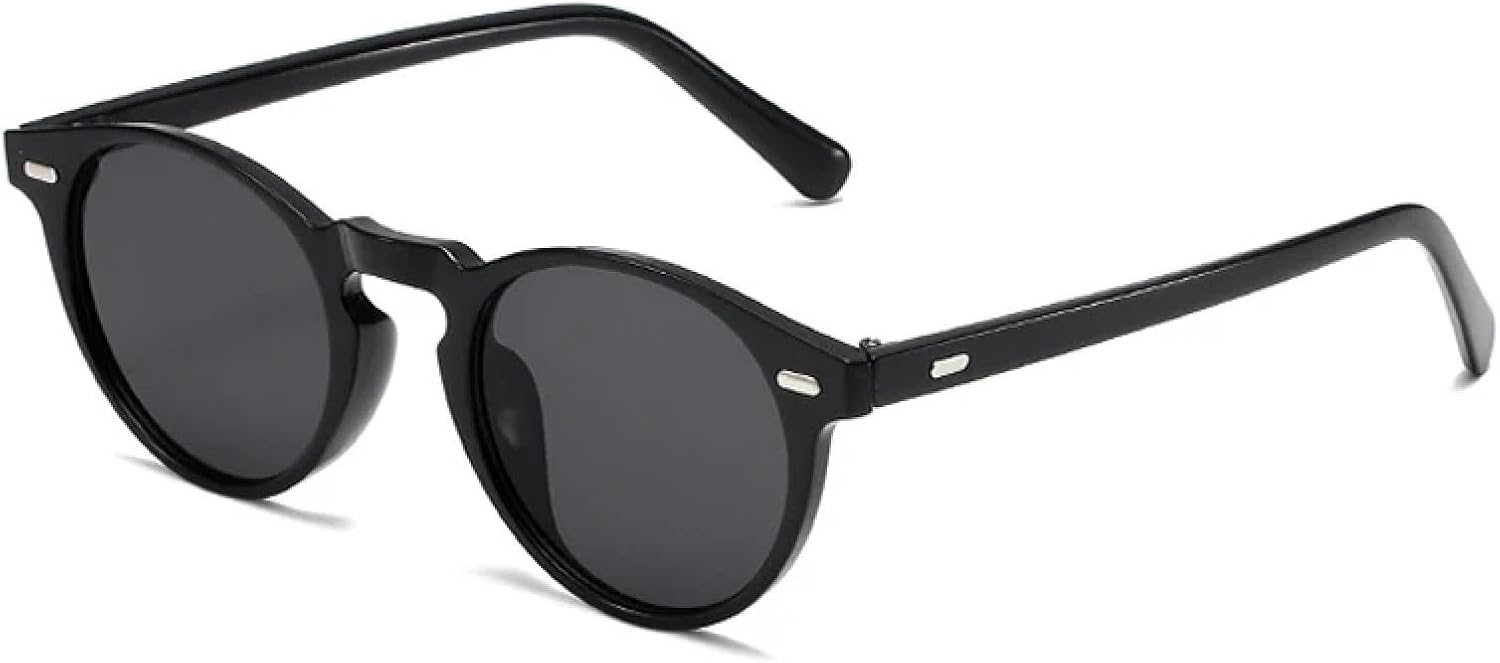 

Солнцезащитные очки с защитой от УФ-излучения UV400 для женщин и мужчин | Маленькие круглые очки в стиле панк с прозрачными заклепками и градиентным переходом цвета | для занятий спортом на открытом воздухе DSVIGF, Black Grey