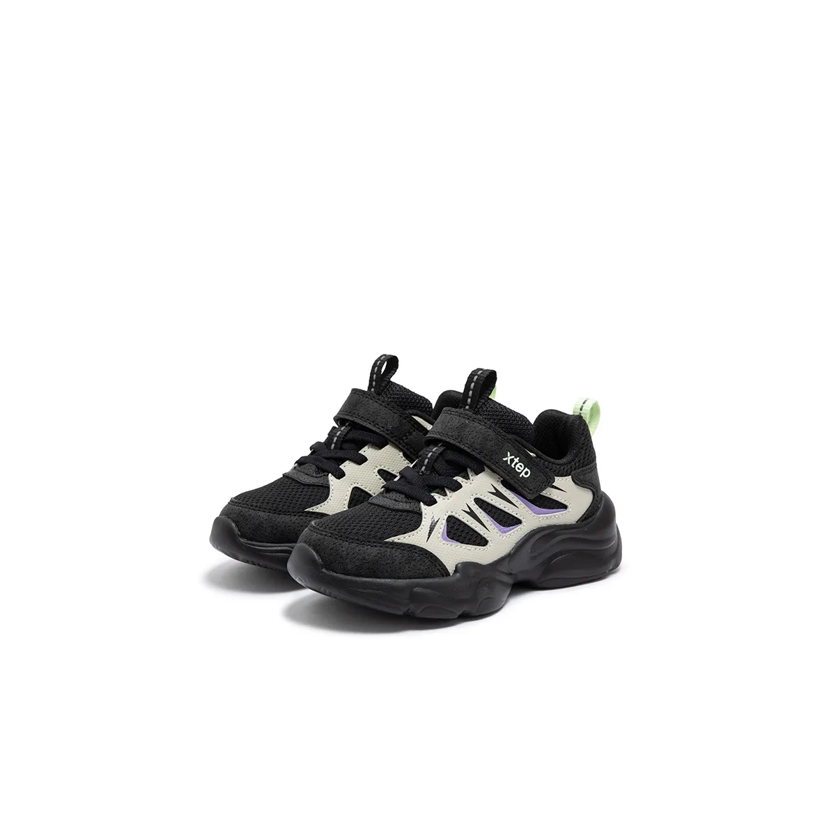 XTEP Детские повседневные кроссовки low top из искусственной кожи, черно-белые, нескользящие, устойчивые к истиранию — фото 3