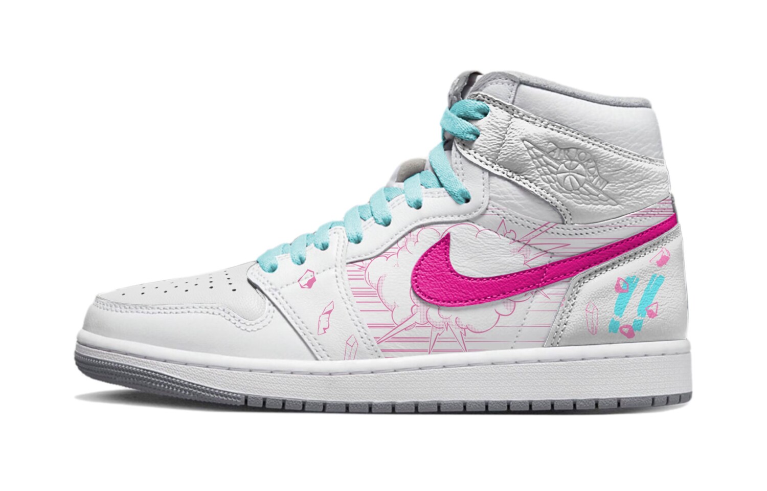

Кроссовки Air JORDAN 1 Vintage Basketball Shoes Unisex High-Top White Blue/Pink