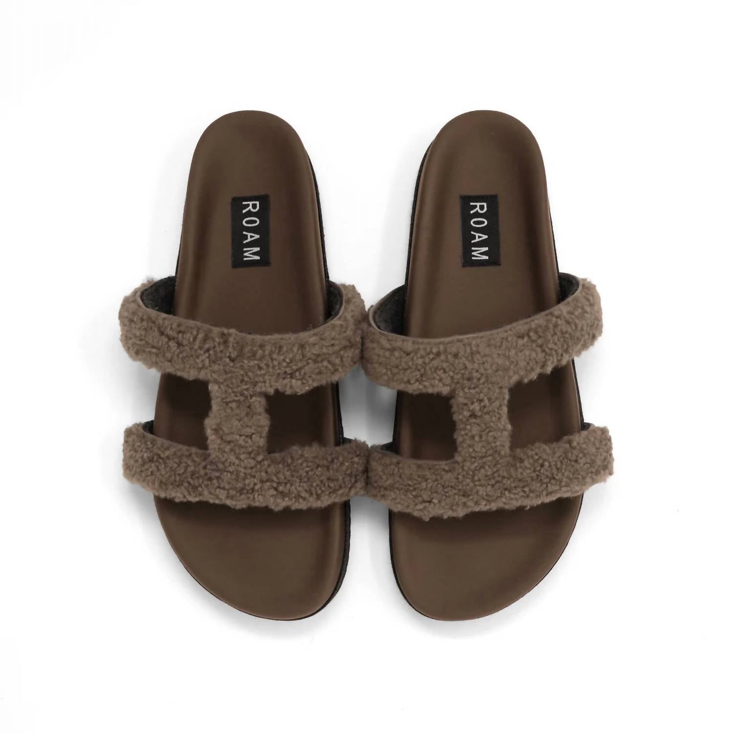 Women's Fuzzy Cuffs Sandal Faux Shearling In Taupe ROAM, Taupe