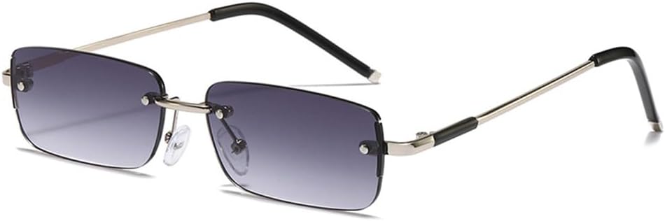 

Солнцезащитные очки UV400 с металлическими безободковыми линзами и прозрачным градиентом цвета «океан» — для женщин и мужчин, для бега и занятий спортом на открытом воздухе generic, Silver Gray Gradient