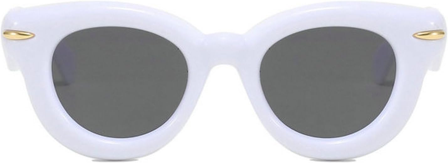 

Солнцезащитные очки COTIA круглой формы «кошачий глаз», милые, надувные, для женщин и мужчин, в стиле панк с заклепками, винтажные солнцезащитные очки «кошачий глаз» W35, White