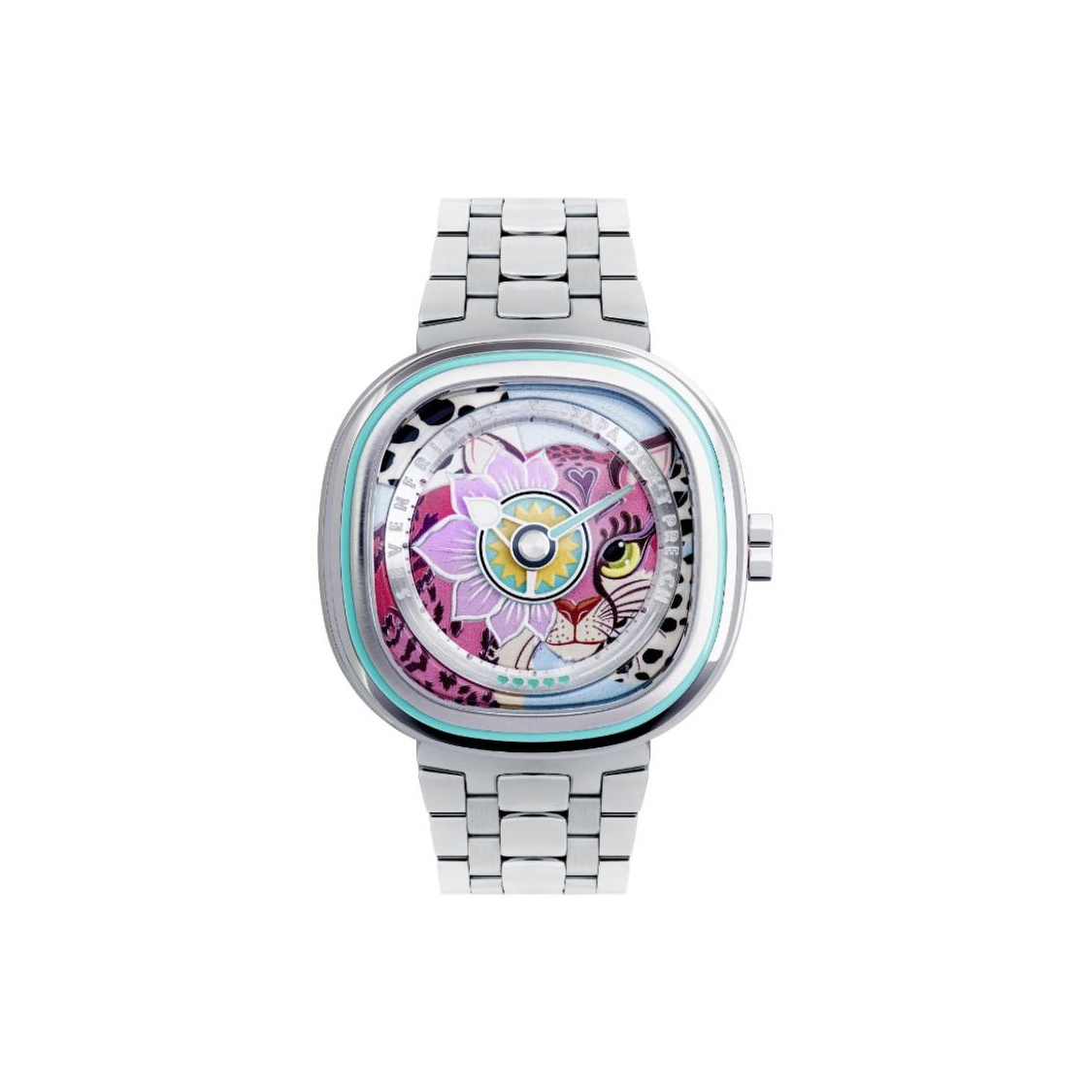 

SEVENFRIDAY Часы Quartz Movement Women's Watch Watch 42*42.5mm Pink Watch Dial Stainless Steel Case Stainless Steel Strap, Multicolor Watch Dial
