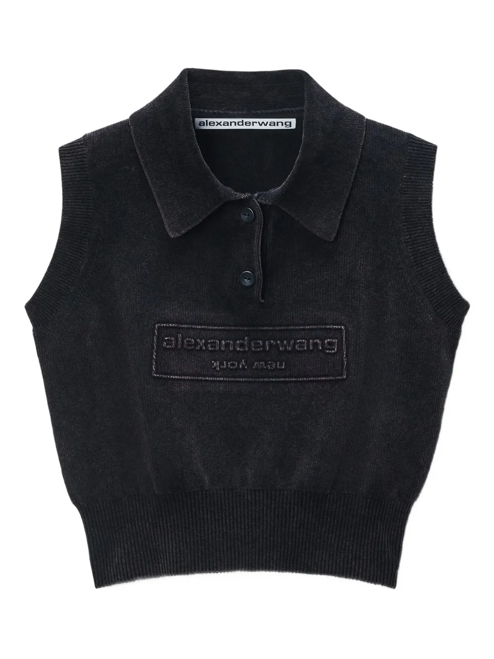 

Поло без рукавов с тисненым логотипом Alexander Wang, черный