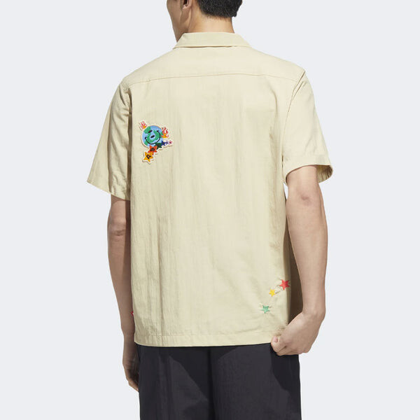 Рубашка adidas originals Solid Color Cartoon Pattern Casual Short Sleeve Shirt Khaki, мультиколор — фото 3