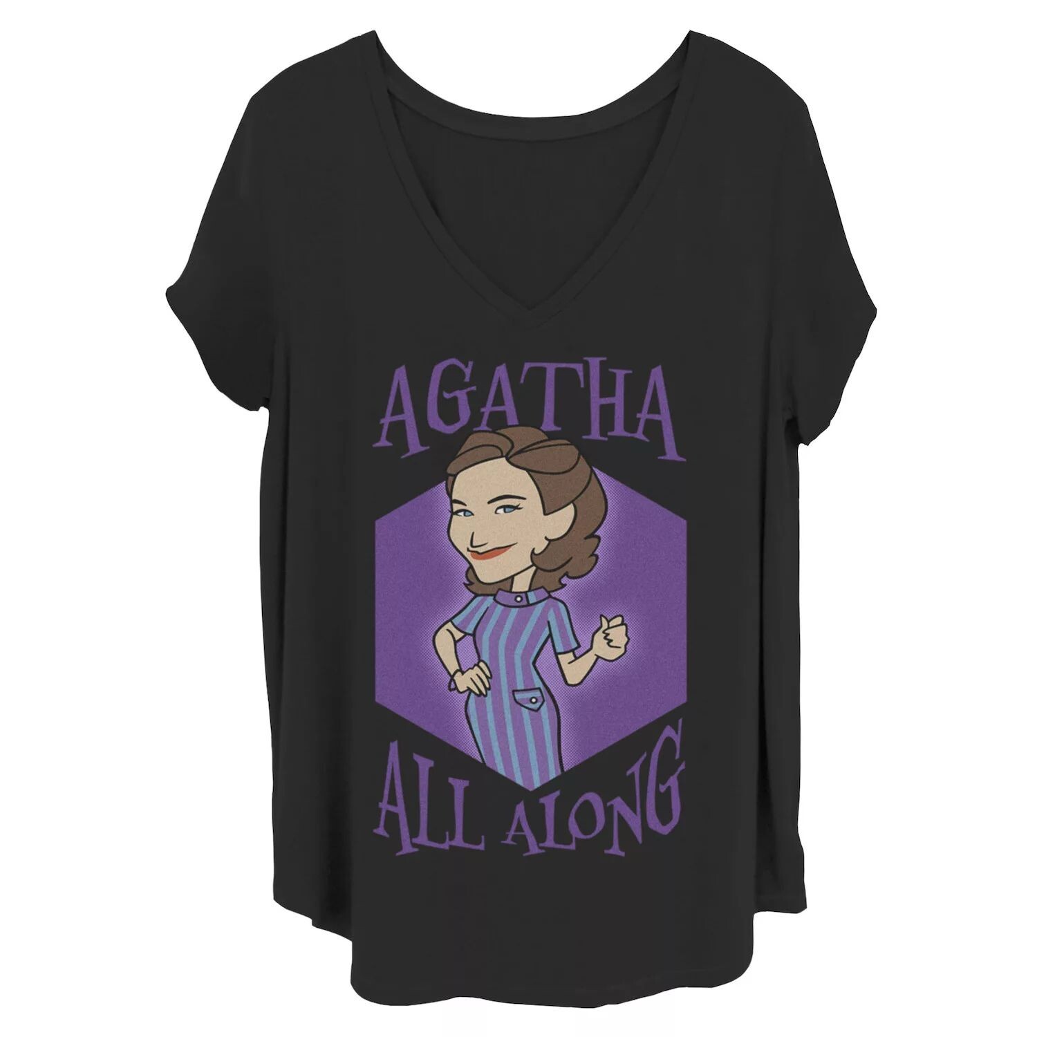 

Детская футболка больших размеров Marvel WandaVision «Agatha All Along» Licensed Character, черный