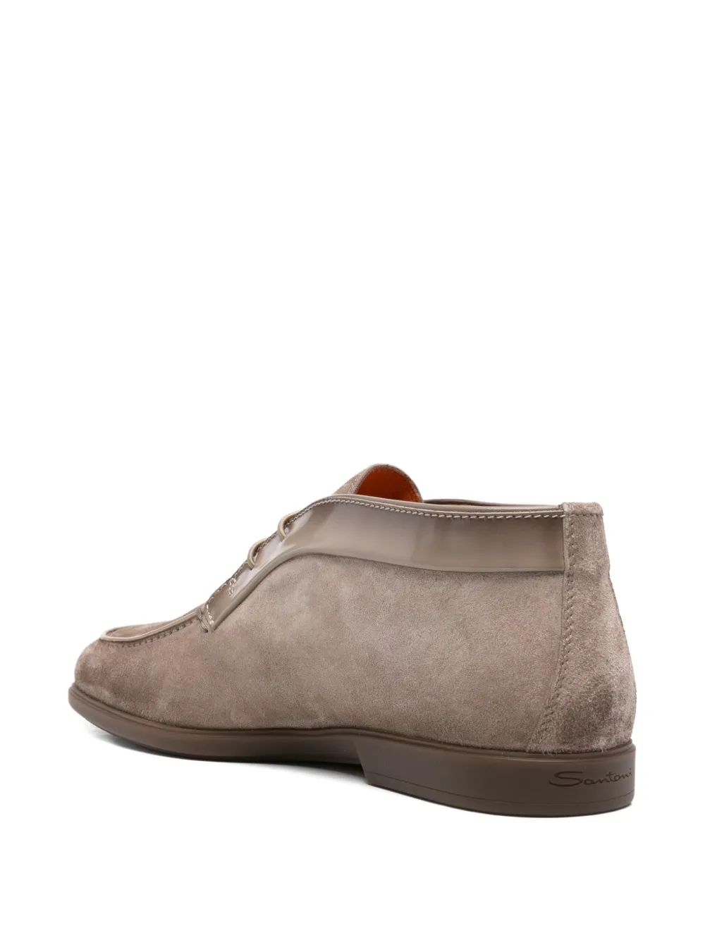 Кожаные ботинки на шнуровке Santoni, бежевый — фото 3
