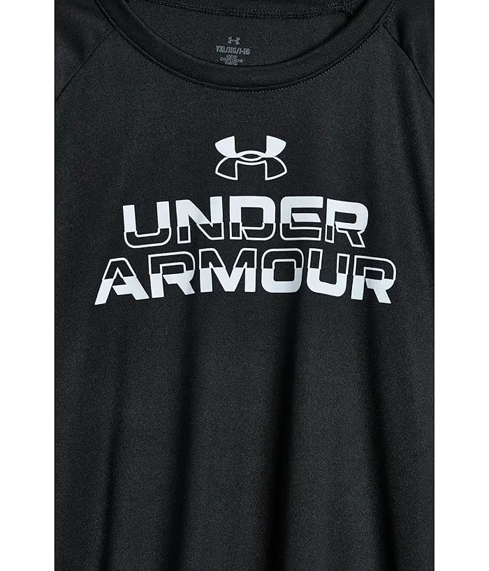 Футболка Tech Split Wordmark детская Under Armour Kids, Purple Luxe/White — фото 3