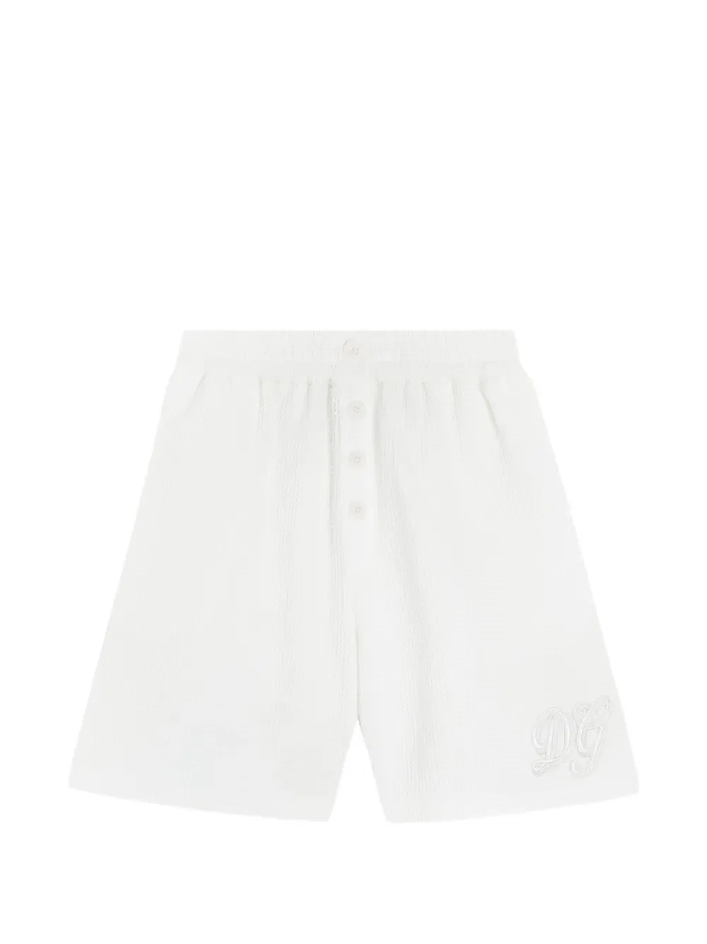 Бермуды из хлопковой вафельной ткани Dolce & Gabbana Kids, белый