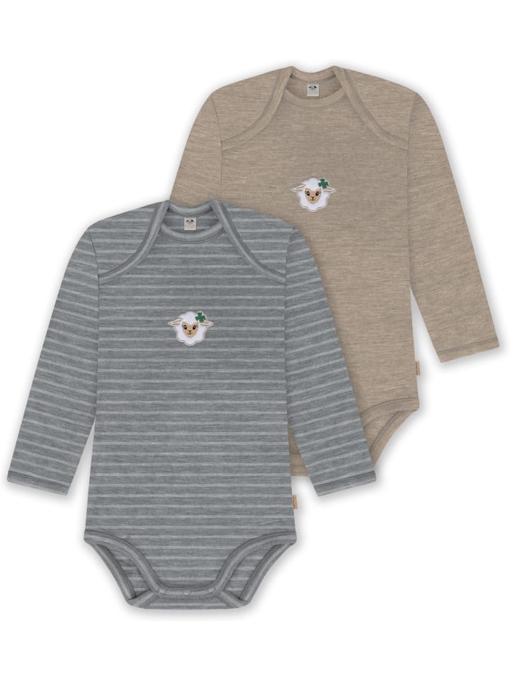 

Normani Outdoor Sports Комплект из 2 детских боди с длинными рукавами из мериносовой шерсти, цвет Окленд, серый/бежевый