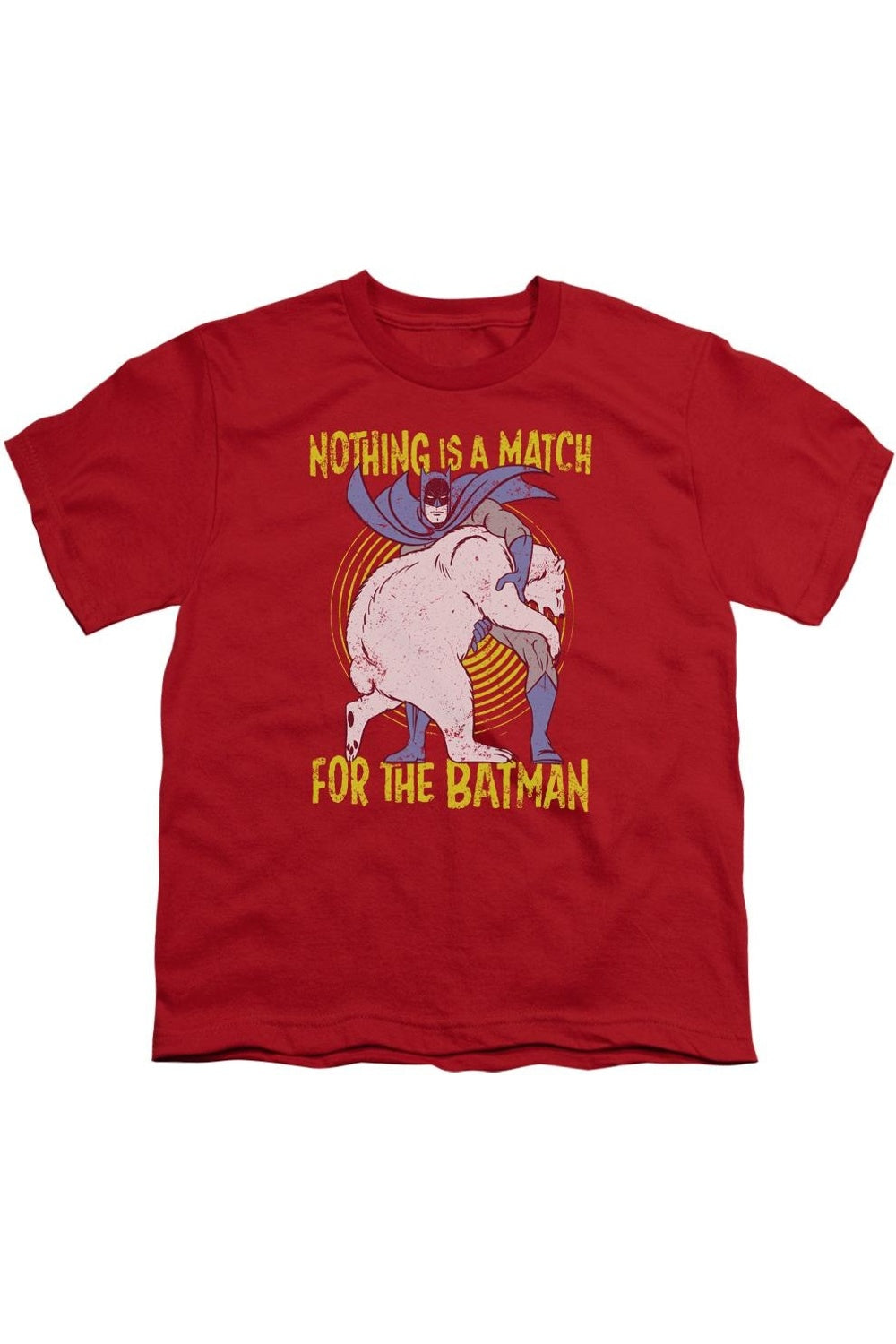 

Футболка с коротким рукавом для детей "Бэтмен в борьбе с медведем" Gildan, красный