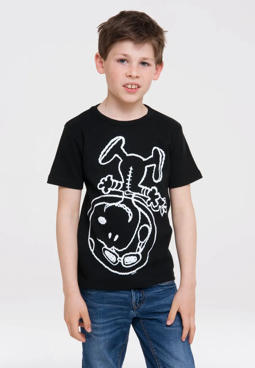 Logoshirt-футболка "Снупи Астронавт", с лицензионным оригинальным дизайном, черный — фото 3
