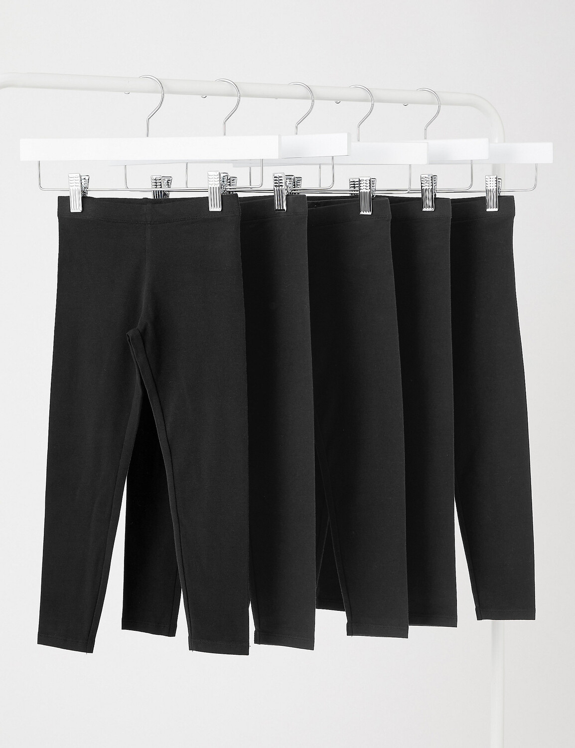 

Леггинсы из 5 пар хлопка (2–7 лет) Marks & Spencer, черный
