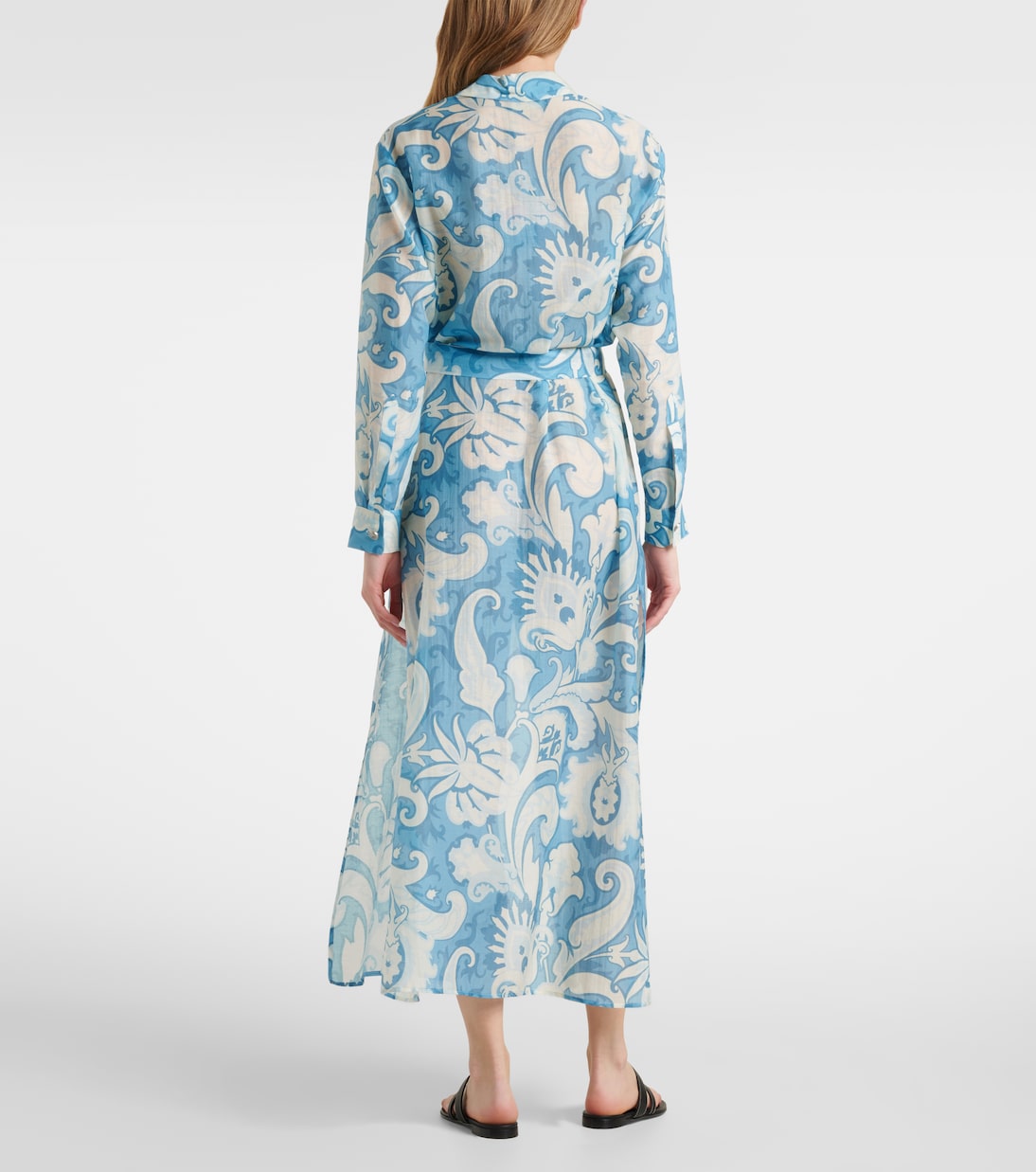 Платье-рубашка из хлопка и шелка с узором пейсли Etro, Print On Blue Base — фото 3