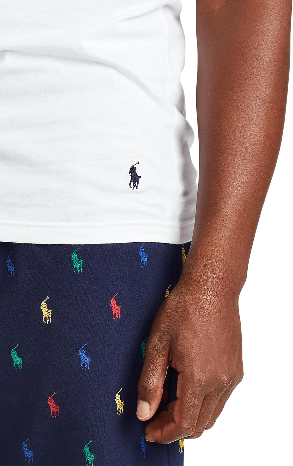 POLO RALPH LAUREN Мужской хлопковый майка Slim Fit 3 шт, White/Navy - 3 Pack — фото 4