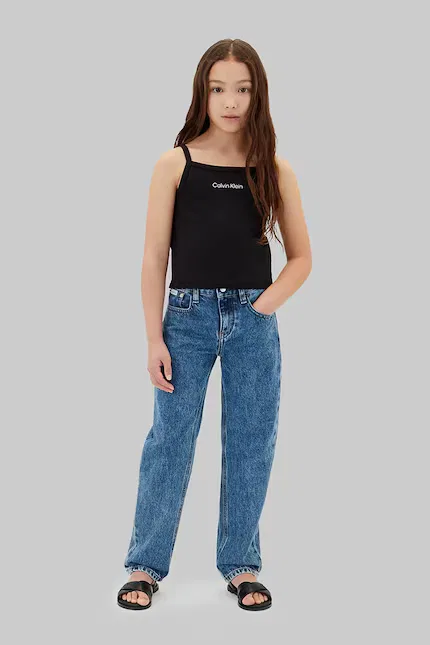 Топ без рукавов с логотипом Calvin Klein Jeans, черный