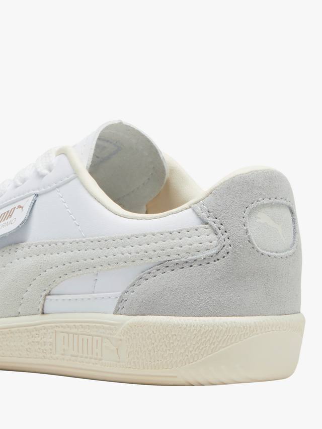Детские кеды Palermo из кожи PUMA, White/Grey/Almond — фото 3