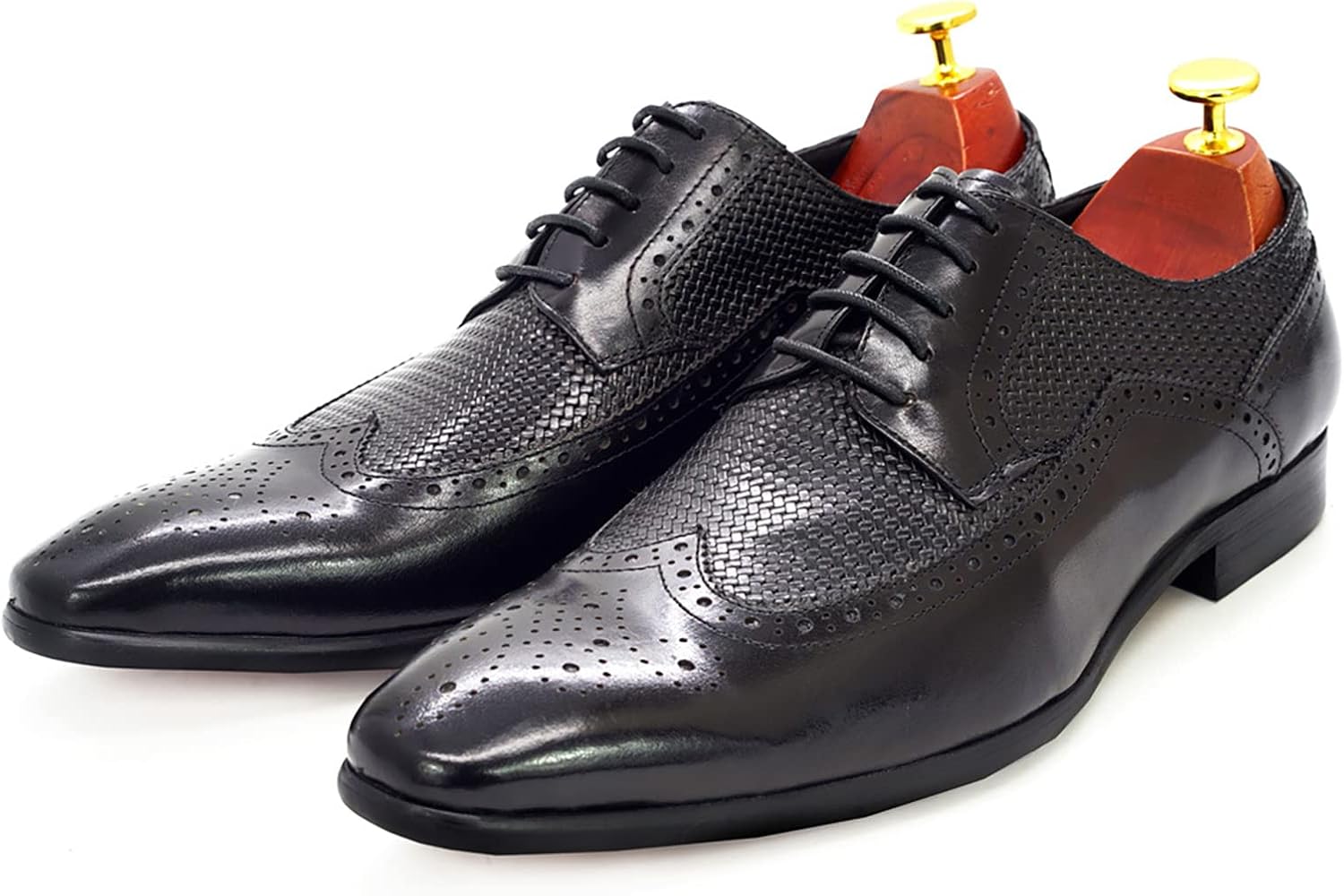 

Мужские классические оксфорды Дерби с крыльями, повседневные броги на шнуровке, деловые, для свадьбы и вечеринки, черные - 44 Generic