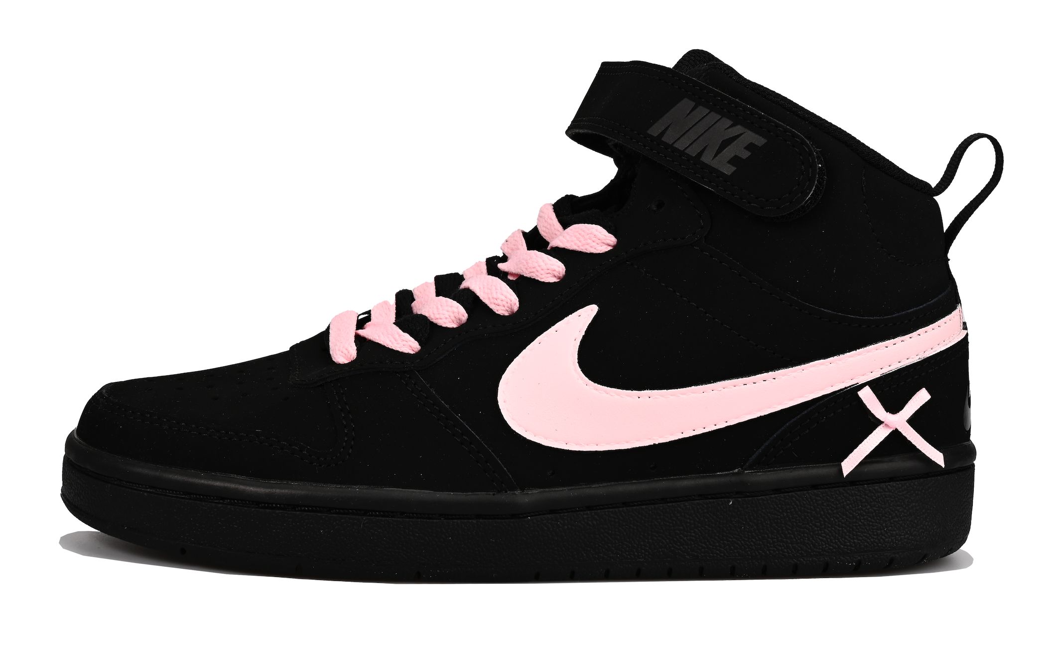 

Nike Детские высокие скейтбордистские кроссовки Court Borough Mid 2, черные с розовым подошью, для подростков