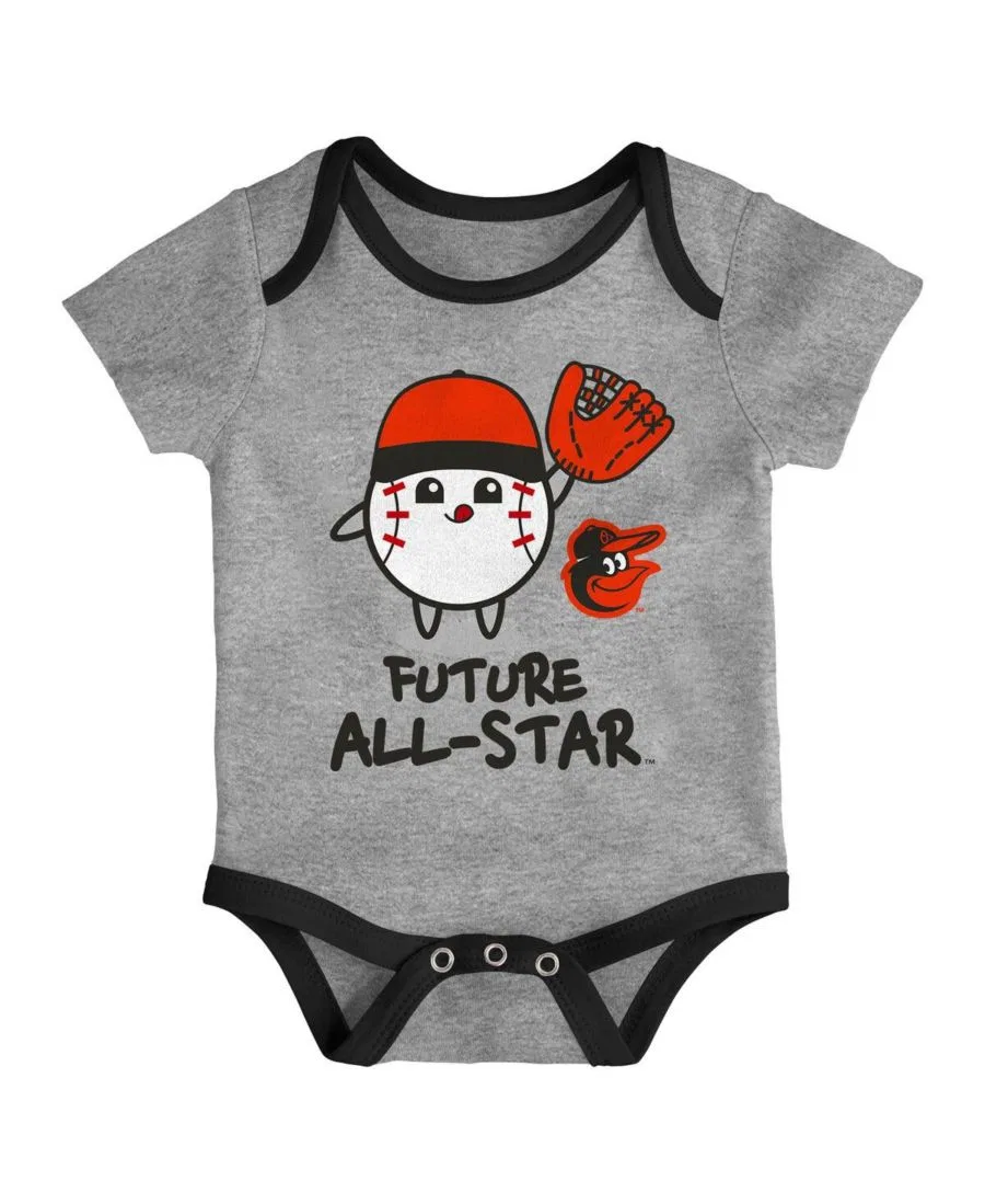 Комплект из двух боди для новорожденных с символикой команды Baltimore Orioles "Triple Hit" Outerstuff, белый/серый — фото 2