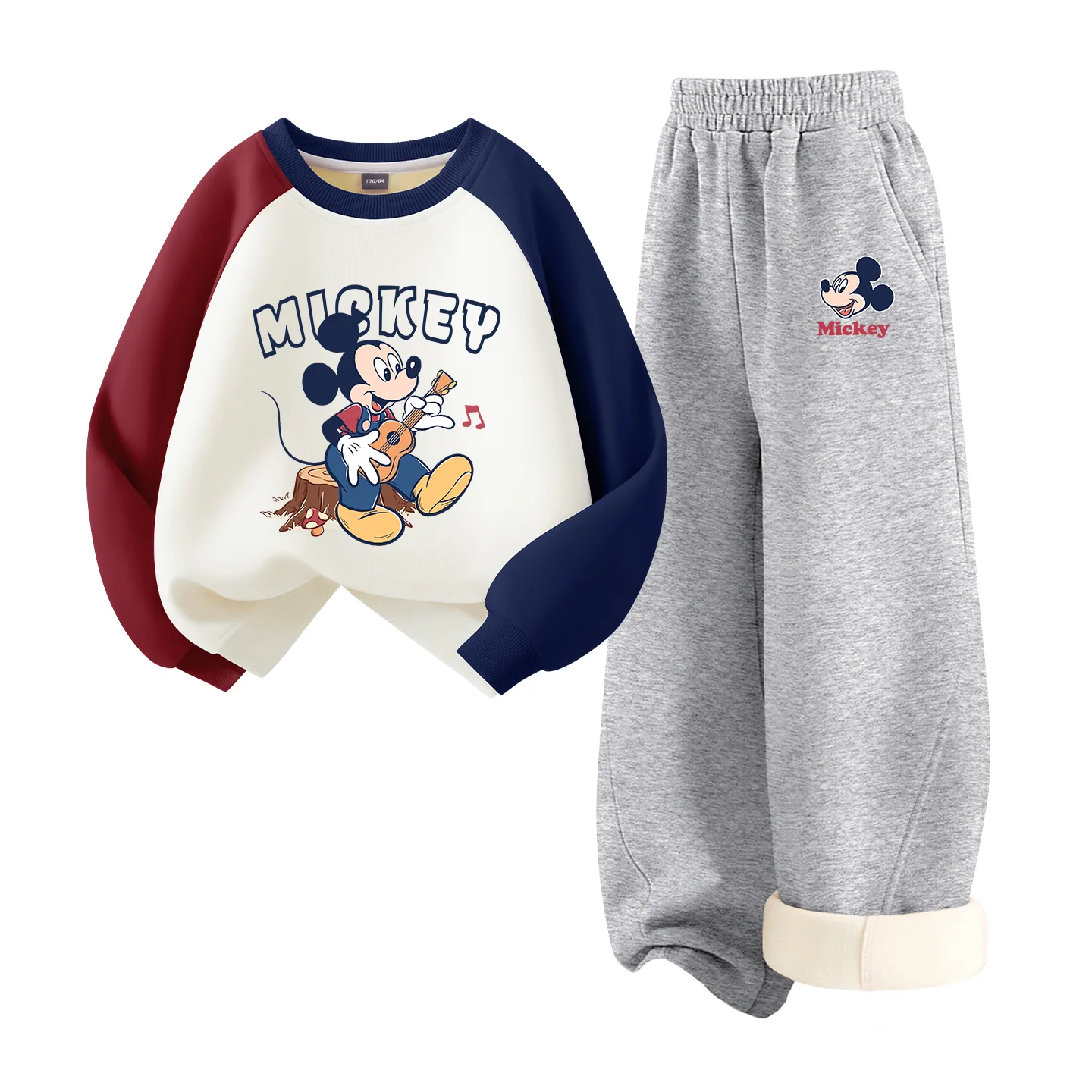 Детский спортивный костюм с воротником-стойкой на флисе Disney, [Thickened and Fleece-Lined]Di Dance Red Blue+Di Side Face K Heather Gray