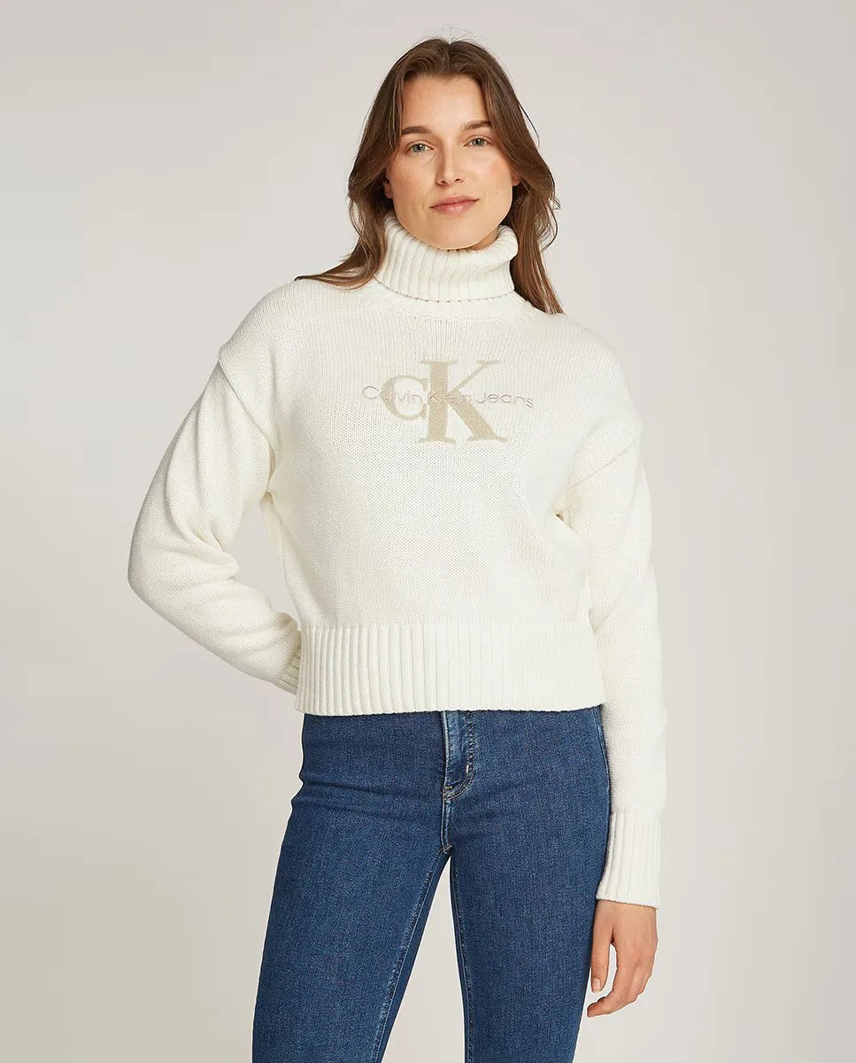 

Женская водолазка с монограммой Calvin Klein Jeans, цвет Crudo