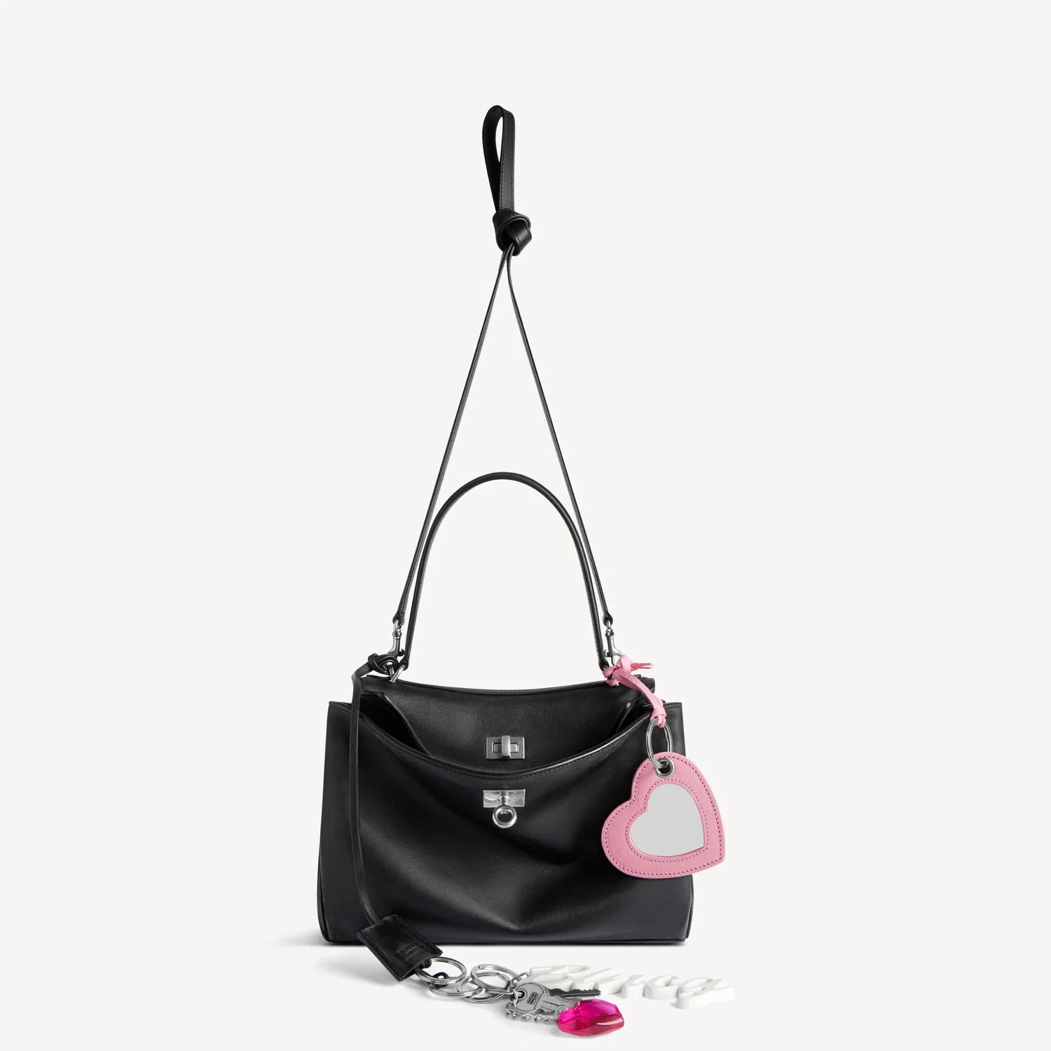Женская небольшая сумка Rodeo с одним брелоком, черная BALENCIAGA, черный — фото 4